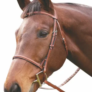 Henri de Rivel Advantage Plain Raised Snaffle Bridle With Laced Reins, Oak Bark, Pony