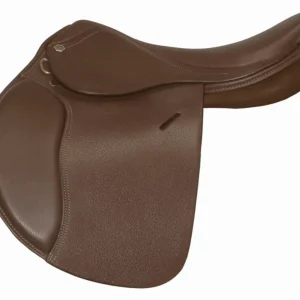 Henri de Rivel Club Close Contact Saddle - Youth Jumping Saddle with Padded Flaps and Knee Rolls for Junior Riders - Australian nut