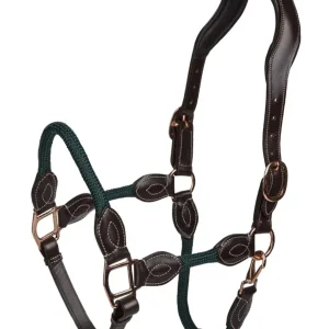 Henri de Rivel Leather Rope Halter, Havana with Hunter Rope, Cob