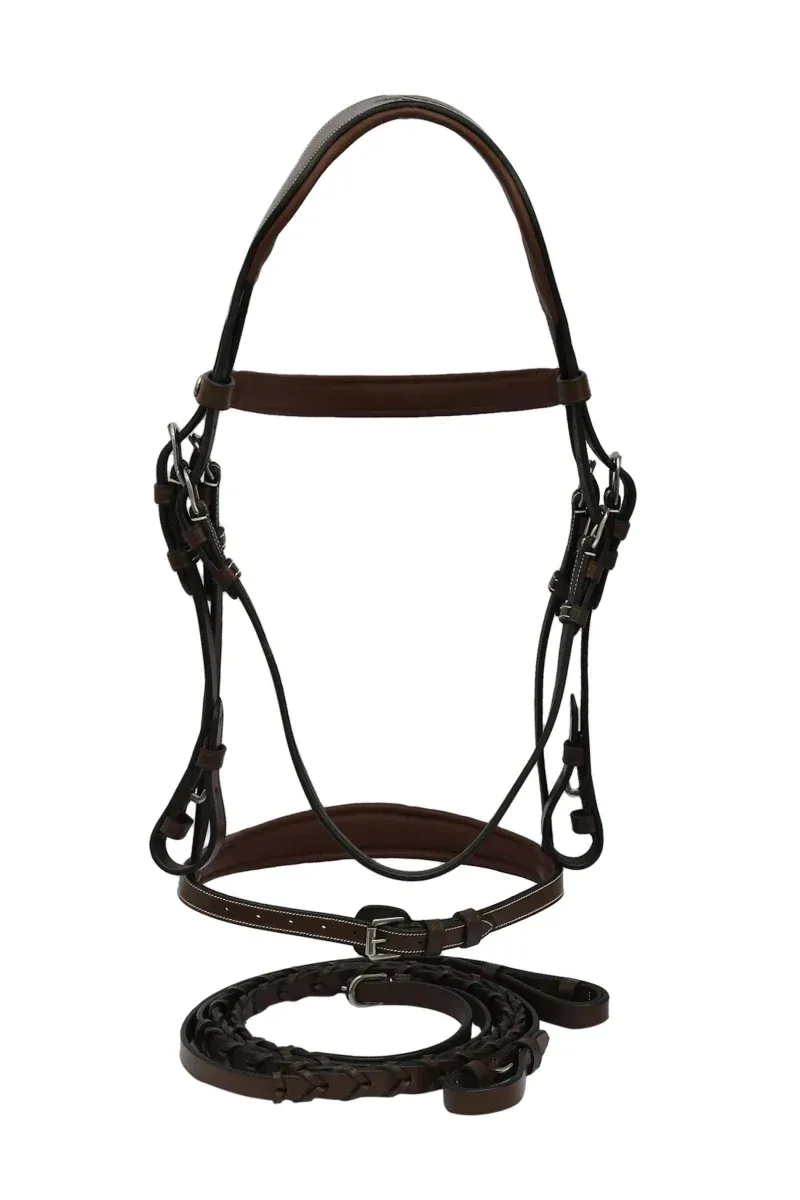 Henri de Rivel Pro Mono-Crown Padded Wide Noseband Bridle, Australian Nut, Cob - Image 2
