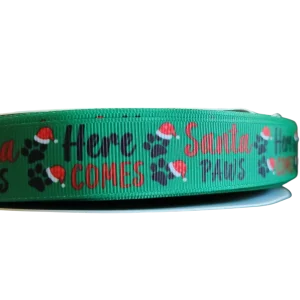Here Comes Santa Paws Nylon Dog Collar, Leash