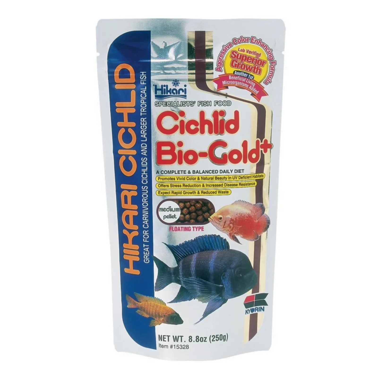 Hikari USA Cichlid BioGold Pellet Fish Food, 8.8 oz, Medium