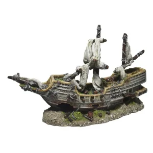 Hikari USA Galleon Shipwreck Resin Ornament, 8.9 in