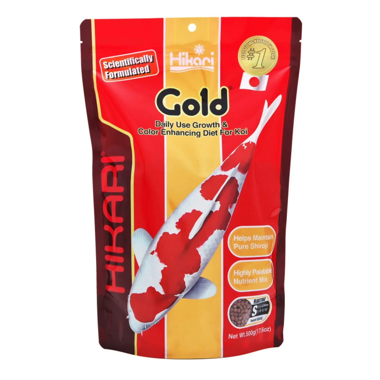 Hikari USA Gold Color Enhancing Pellet Fish Food for Koi and Pond Fishes, 17.6 oz, Mini
