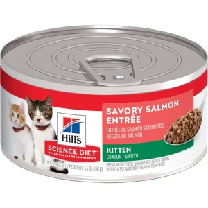 Hill's Science Diet Kitten Canned Cat Food, Savory Salmon Entrée Cat Food (2.9oz)