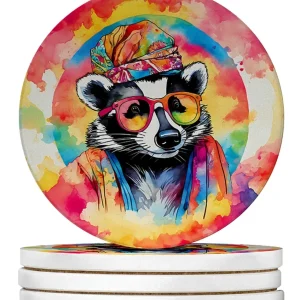 Hippie Animals Large Sandstone Coasters