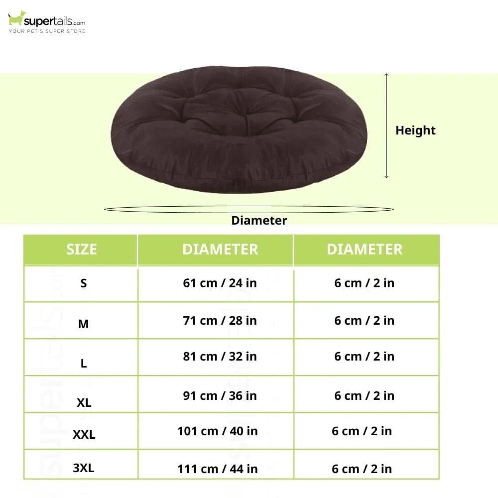 Hiputee Reversible Water Resistant Round Shape Cushion for Dogs and Cats (Brown) - Image 2