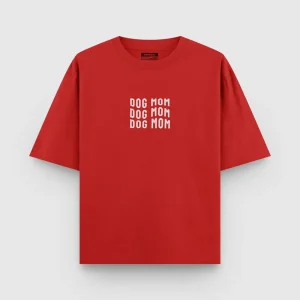 Hoomans Dog Mom Everyday T Shirt for Women (Red)