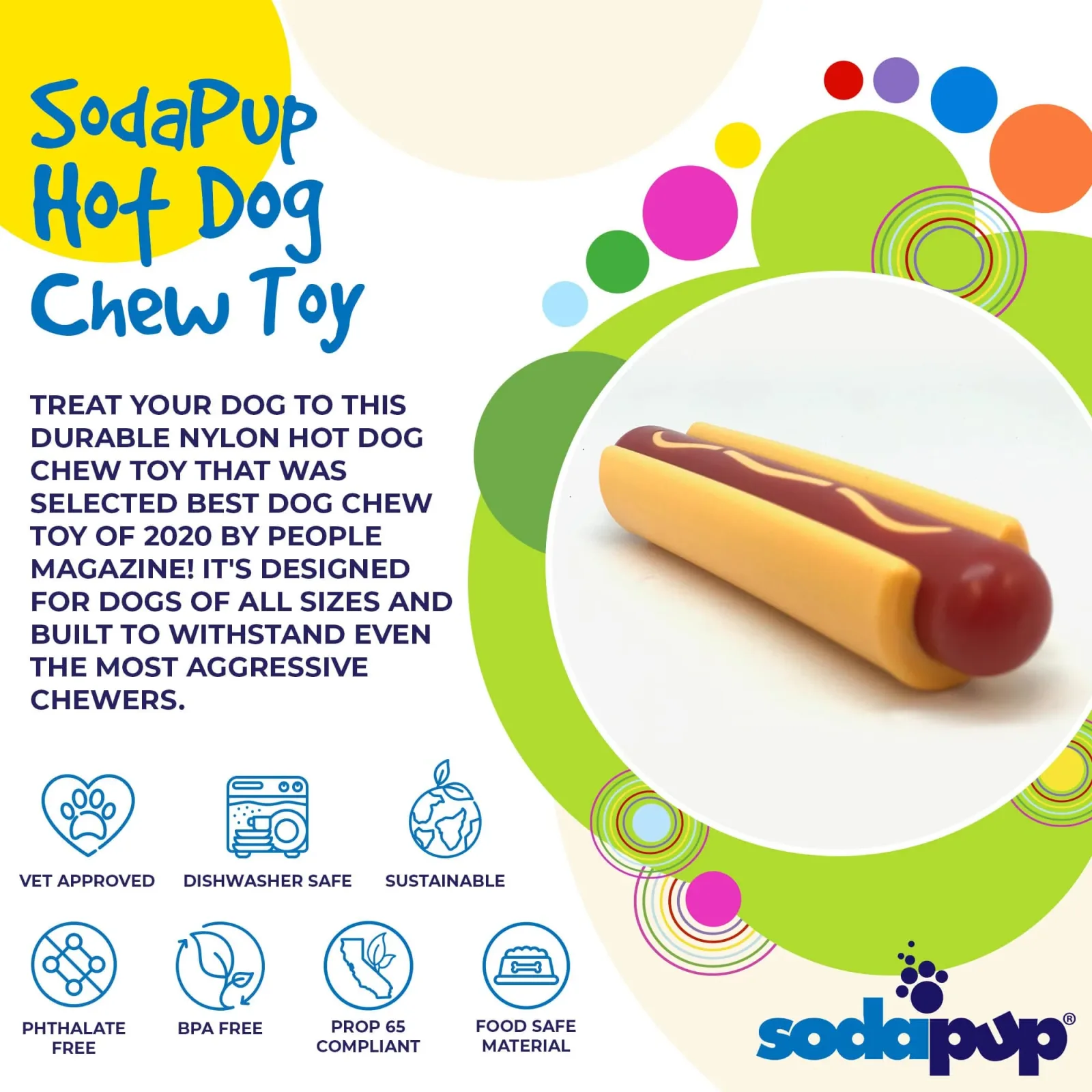 Hot Dog Nylon Dog Toy for Aggressive Chewers - Image 2