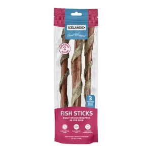 Icelandic Dog Bully Stick Wrapped With Fish Skin 12 in - 3-Count