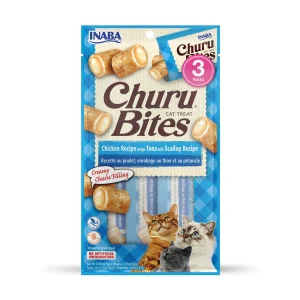 INABA Churu Bites Chicken Wraps Cat Treats Tuna w/Scallop 6ea/1.05 oz, 3 pk