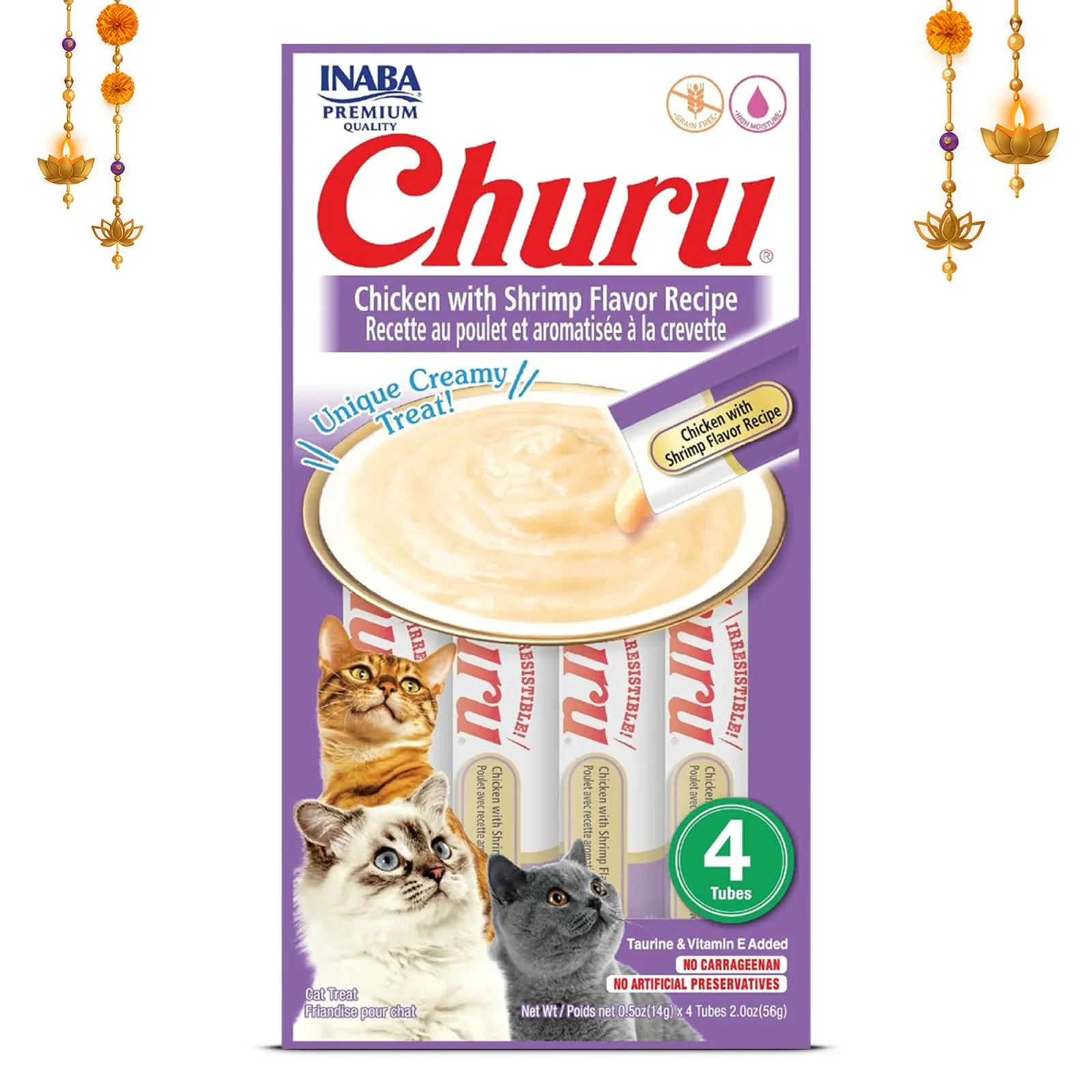 INABA Churu Chicken with Shrimp Recipe Creamy Cat Treats