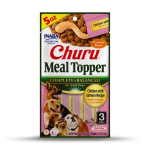 INABA Churu Meal Topper Dog Treat Chicken w/Salmon 6ea/5.07 oz, 3 pk