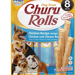 INABA Churu Rolls Dog Treats Chicken w/Cheese 6ea/.42 oz, 8 pk