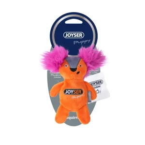 Joyser Puppy Squirrel with Replaceable Squeaker for Dogs (Orange)