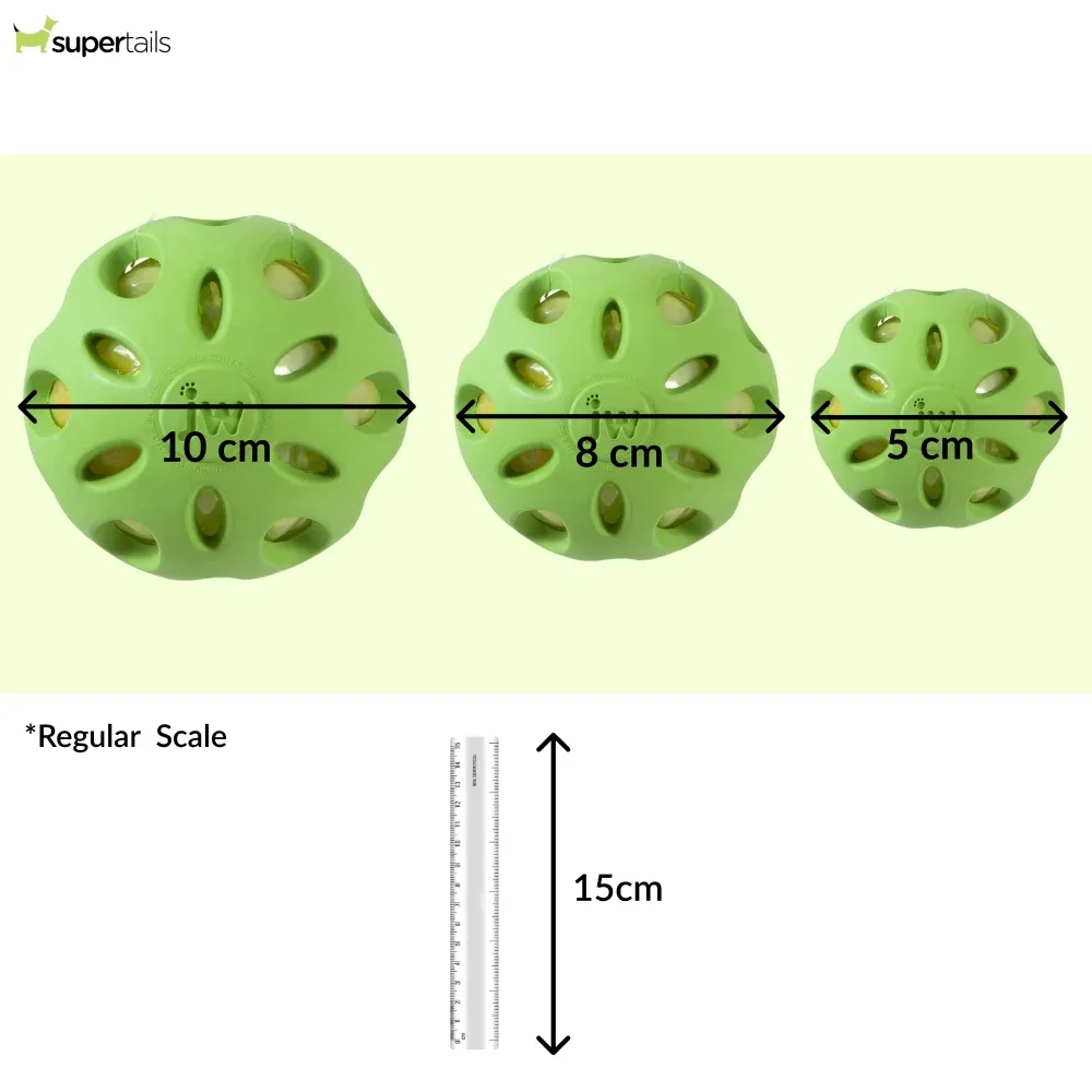 JW Crackle Heads Crackle Ball Toy for Dogs (Green) - Image 2