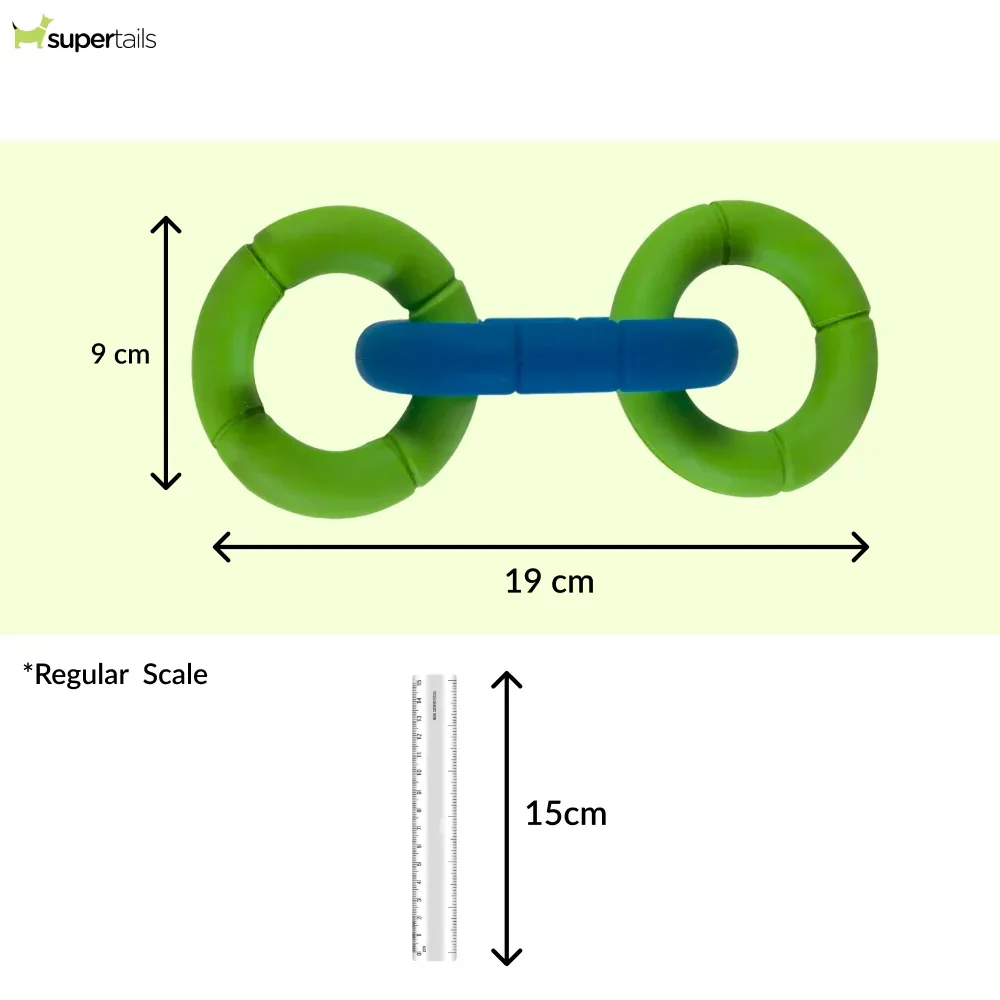 JW Invincible Chains Triple Toy for Dogs (Green/Blue) - Image 2