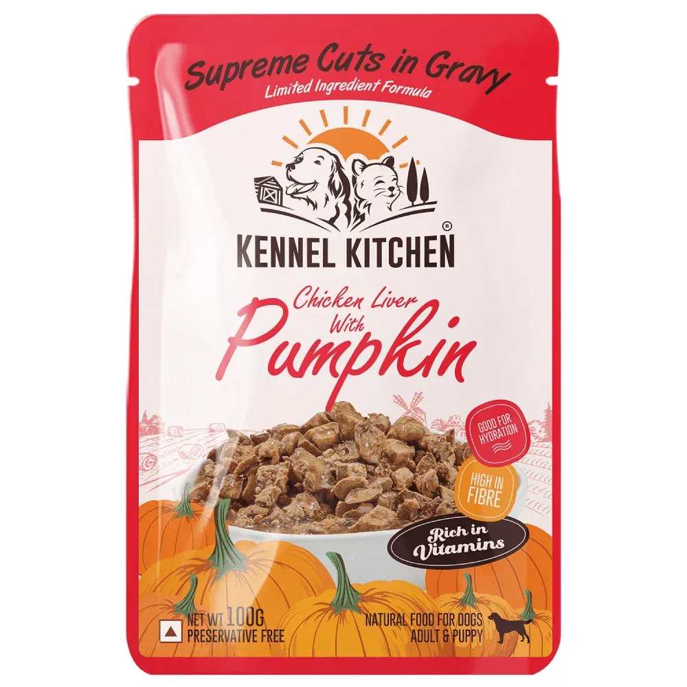 Kennel Kitchen Supreme Cuts Chicken Liver with Pumpkin and Fish with Pumpkin Gravy Adult & Puppy Dog Wet Food (All Life Stage) Combo - Image 2