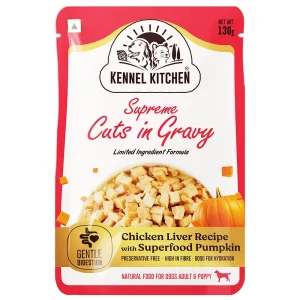 Kennel Kitchen Supreme Cuts in Gravy Chicken Liver Recipe with Pumpkin Puppy & Adult Dog Wet Food (All Life Stage)