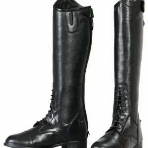 Kids Leather Field Boots - Youth Tall Riding Boots with Spanish Top and Memory Foam
