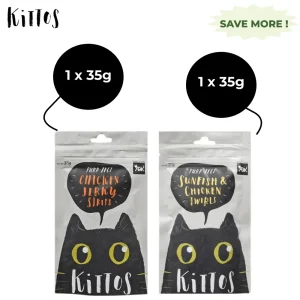 Kittos Purr Fect Sunfish Chicken and Twirls and Chicken Jerky Strips Cat Treats Combo