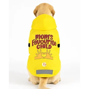 Lana Paws Mom's Favorite Child Printed Raincoat for Dogs (Yellow)