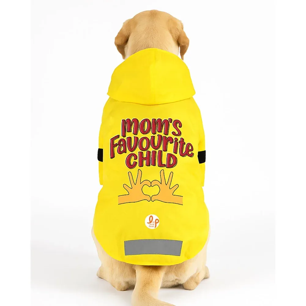 Lana Paws Mom's Favorite Child Printed Raincoat for Dogs (Yellow)