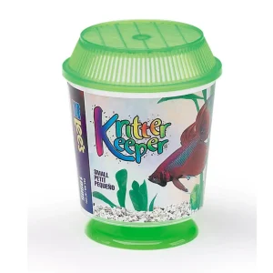Lee's Aquarium & Pet Products Round Kritter Keeper with Lid & Pedestal Label Assorted, 0.66 qt, Small