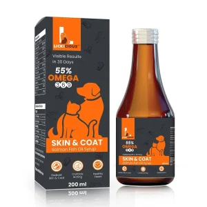 Lickicious Skin & Coat Syrup with Salmon Oil Omega 3 6 9 for Dogs & Cats
