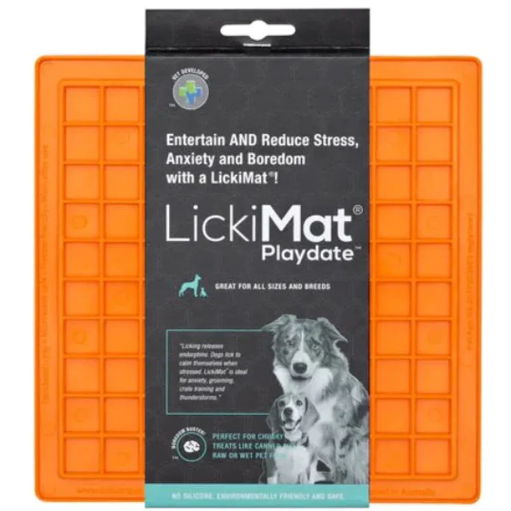 LickiMat Classic Playdate Slow Feeder for Cats and Dogs (Orange) - Image 2