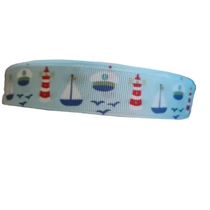 Lighthouse and Sailboats Nylon Dog Collar