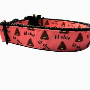 Lil Shit Pink Nylon Dog Collar