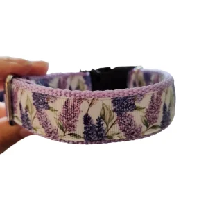 Lilac Flowers Nylon Dog Collar