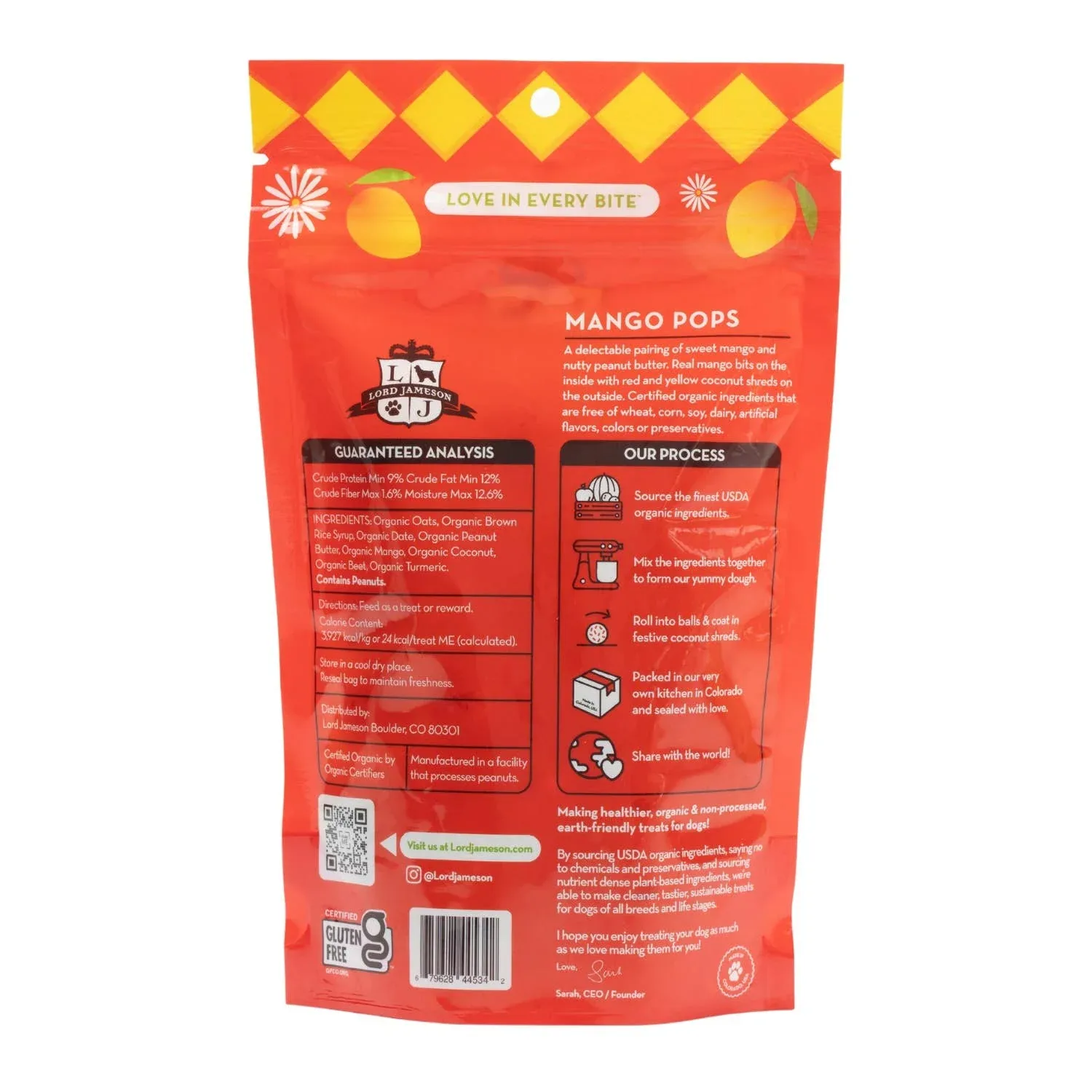 Lord Jameson Mango Pops Organic Dog Treats 6oz - Image 2