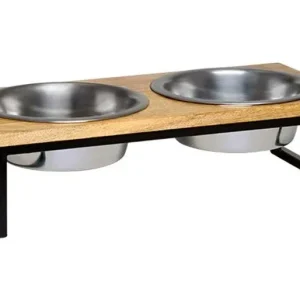 Loving Pets Black Label Raised Wooden Top Diner 2 qt