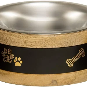 Loving Pets Black Label Wooden Ring Dog Bowl & Holder 1 qt