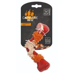 M Pets Carnivore Boomerang Bone Bacon Scented Chew Toy for Dogs (Red)