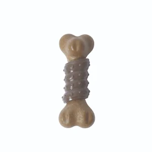 M Pets Chewood Bone with Rubber Chew Toy for Dogs (Brown)
