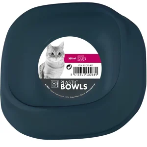 M Pets Plastic Single Bowl for Cats (Blue)