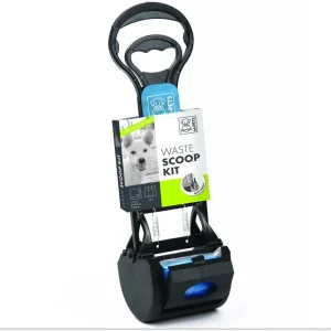 M Pets Waste Scoop Kit and Waste Bags with Handles for Dogs (Black/Blue)
