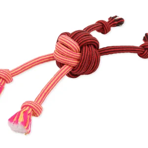 Mammoth Pet Products EXTRA Flossy Chew Monkey Fist Dog Toy Red/Black/Pink/Orange Medium, 14 in