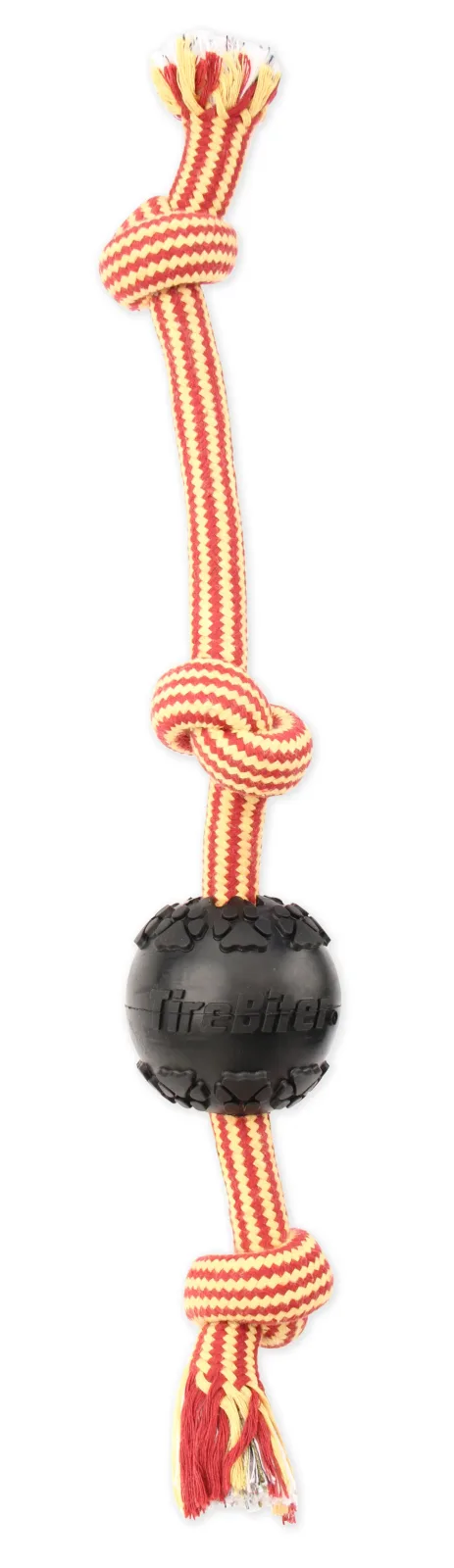 Mammoth Pet Products TireBiter Ball w/Rope Dog Toy 3-Knot Medium, 3 in