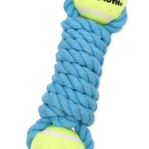 Mammoth Pet Products Twister Bone w/2 Tennis Balls Dog Toy Blue Mini, 7.5 in