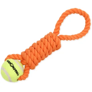 Mammoth Pet Products Twister Pull Tug w/Ball Dog Toy Orange Small, 10 in