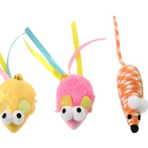Max & Marlow Mouse with Ribbon Assorted Color Cat Value Toys Display 24ea/24Pc