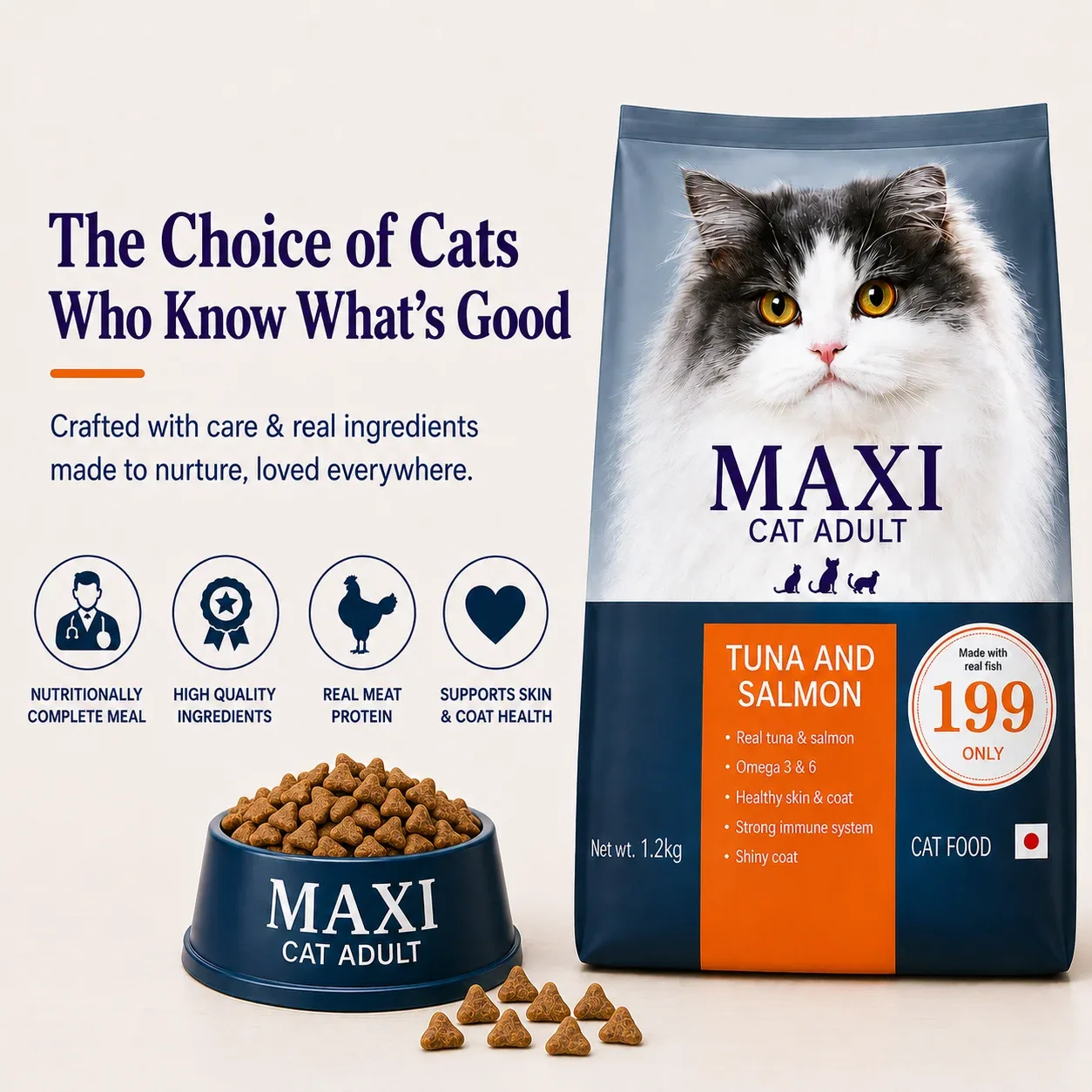 Maxi Adult Tuna & Salmon Adult Dry Cat Food - Image 2