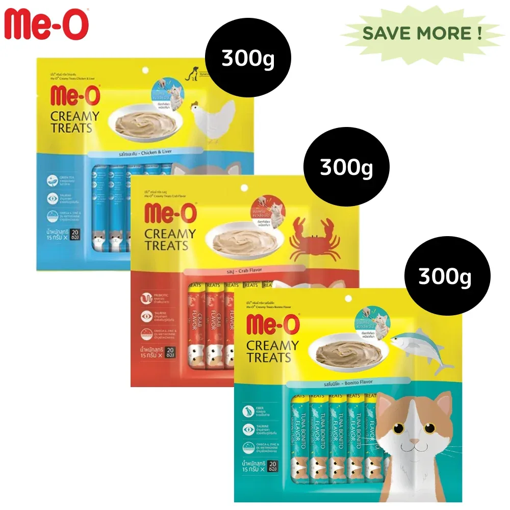 Me O Creamy Chicken & Liver, Crab, Bonito Cat Treat Combo - Image 2