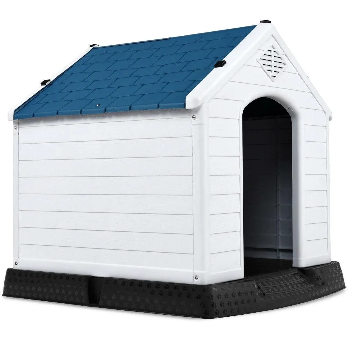 Medium size Dog House Outdoor White Blue Plastic with Elevated Floor - Image 2