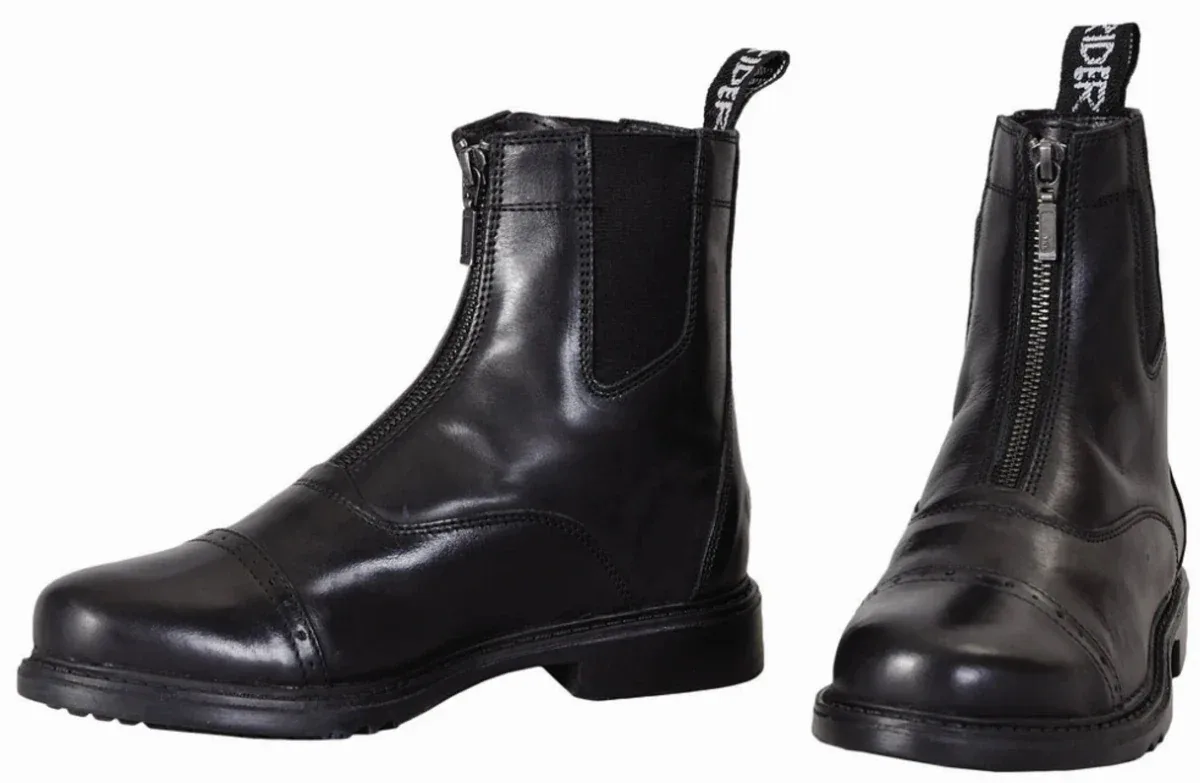 Men's Paddock Boots - TuffRider Baroque Front Zip Leather Riding Boots with Metal Zipper - Image 2