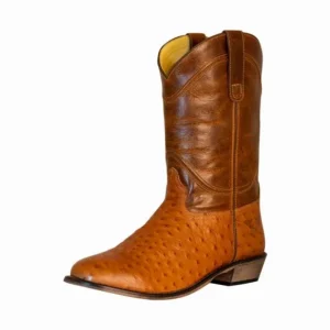 Men's Wide Round Toe Western Boots - Classic Cowboy Boots with Durable Rubber Outsole - TuffRider Norris